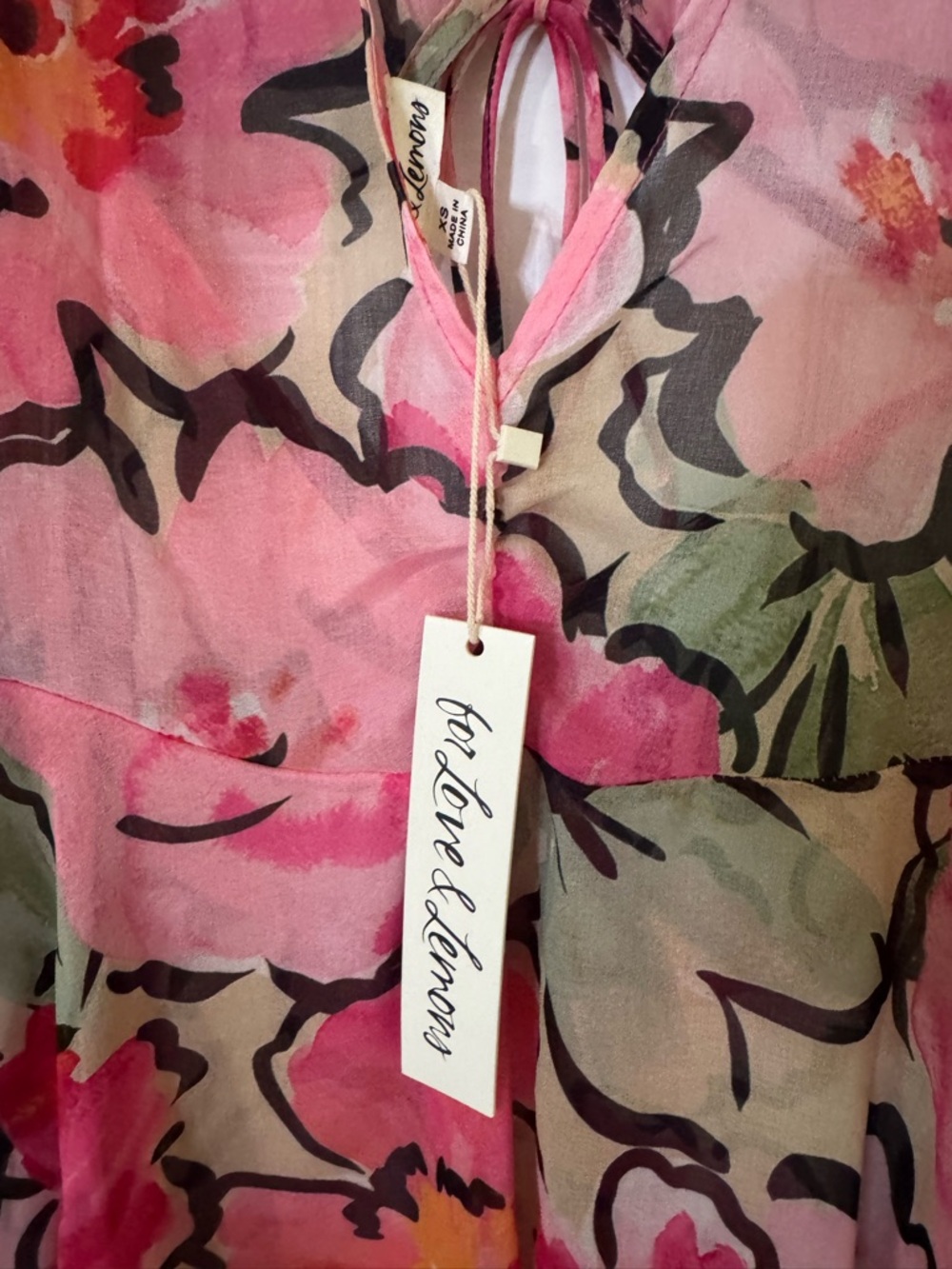 NWT For Love & Lemons Tiana Printed Floral Sheer Cut Out Midi Dress Size XS - Picture 8 of 9